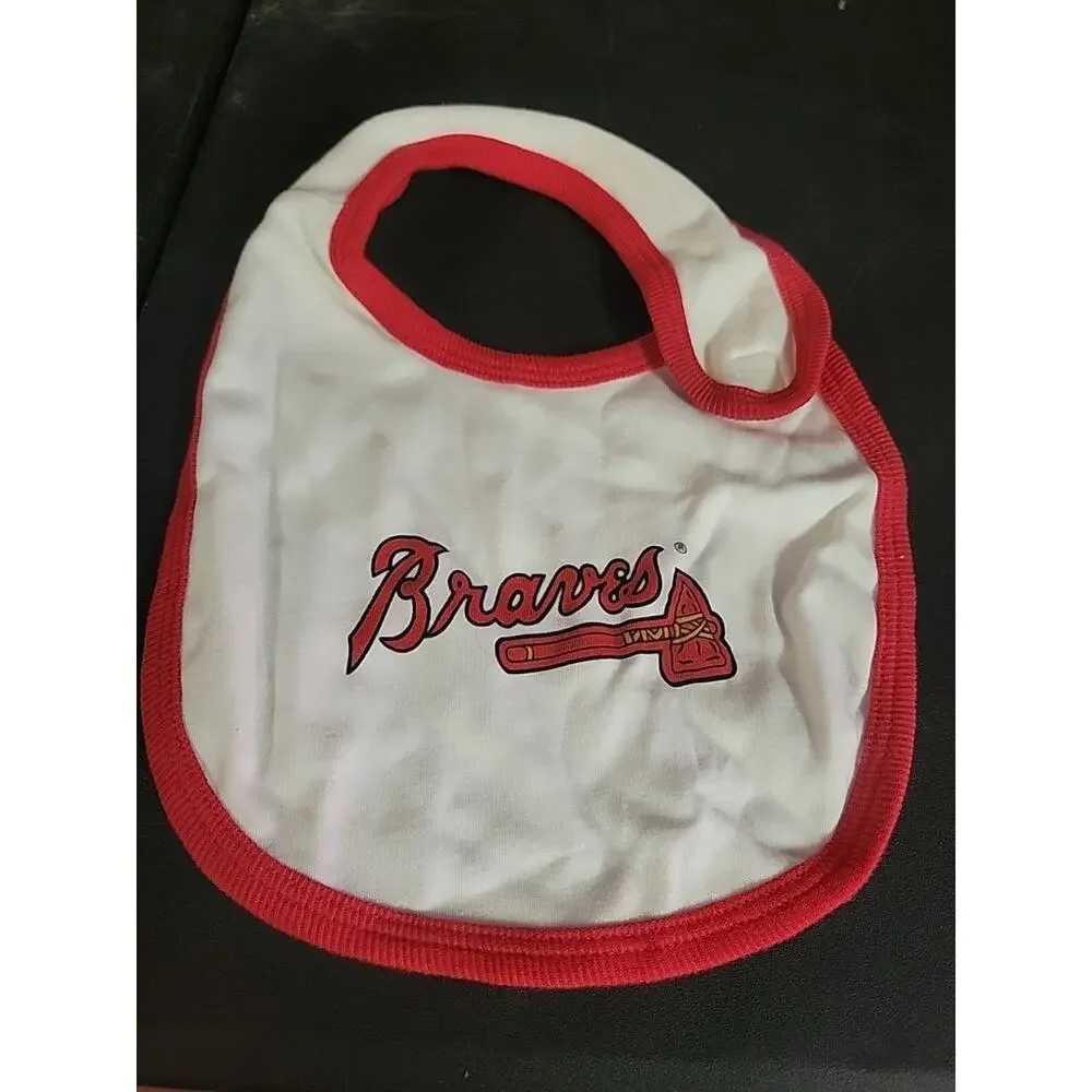 Vintage 90s Braves Baby Bib Red And White
